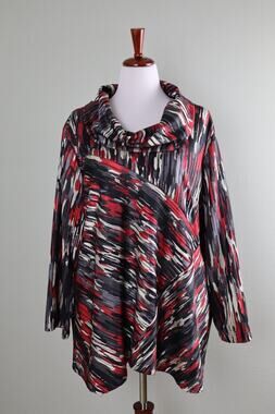 Ali Miles 3X Metallic Abstract Cowl Neck Tunic Top